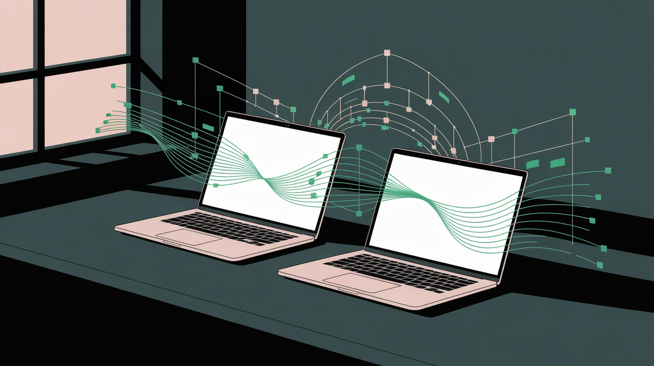 Two laptops side by side on a desk — stackmatix.com alternatives