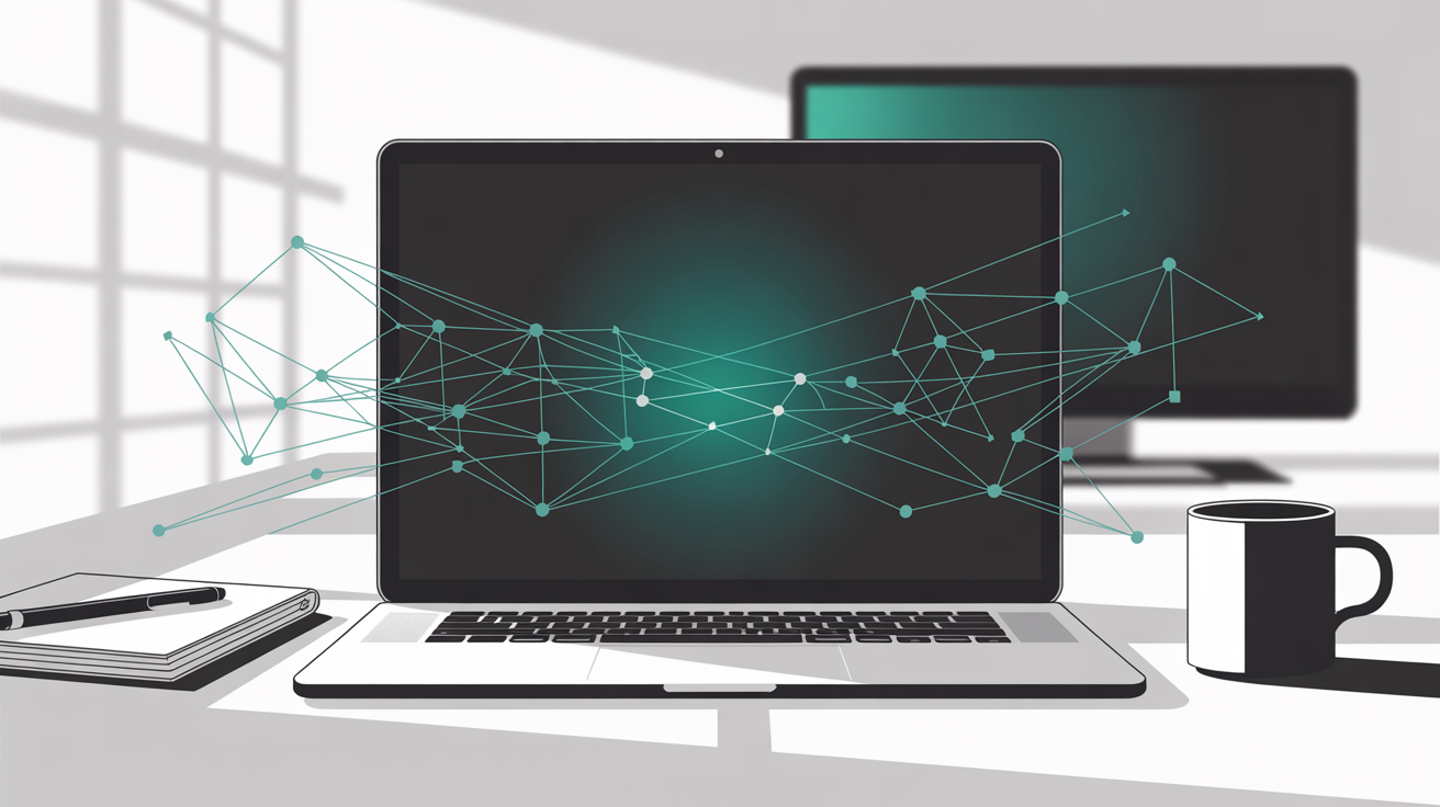 Laptop screen angled away and unreadable — multi-site geo strategy