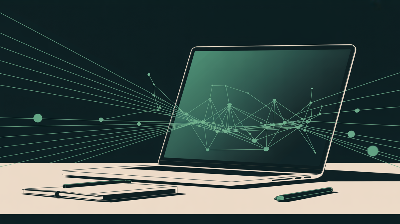 A laptop screen angled away and unreadable — FAQ section for AI citations