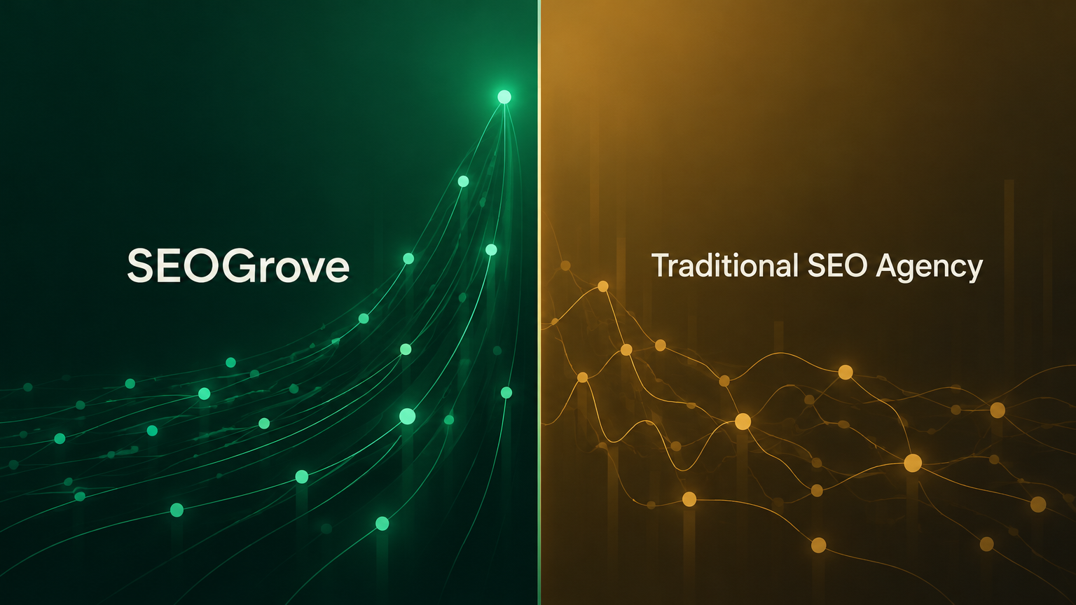 Split editorial composition, straight-on view, left field deep forest-green with the word..., illustrating ai citation agency