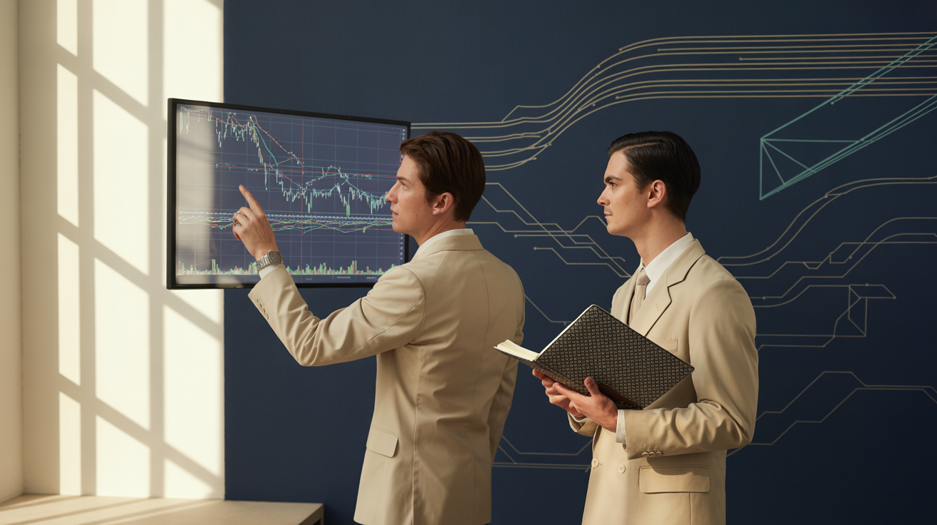 Two engineers at a standing desk reviewing cost dashboards on a large monitor — LLM API pricing comparison 2026