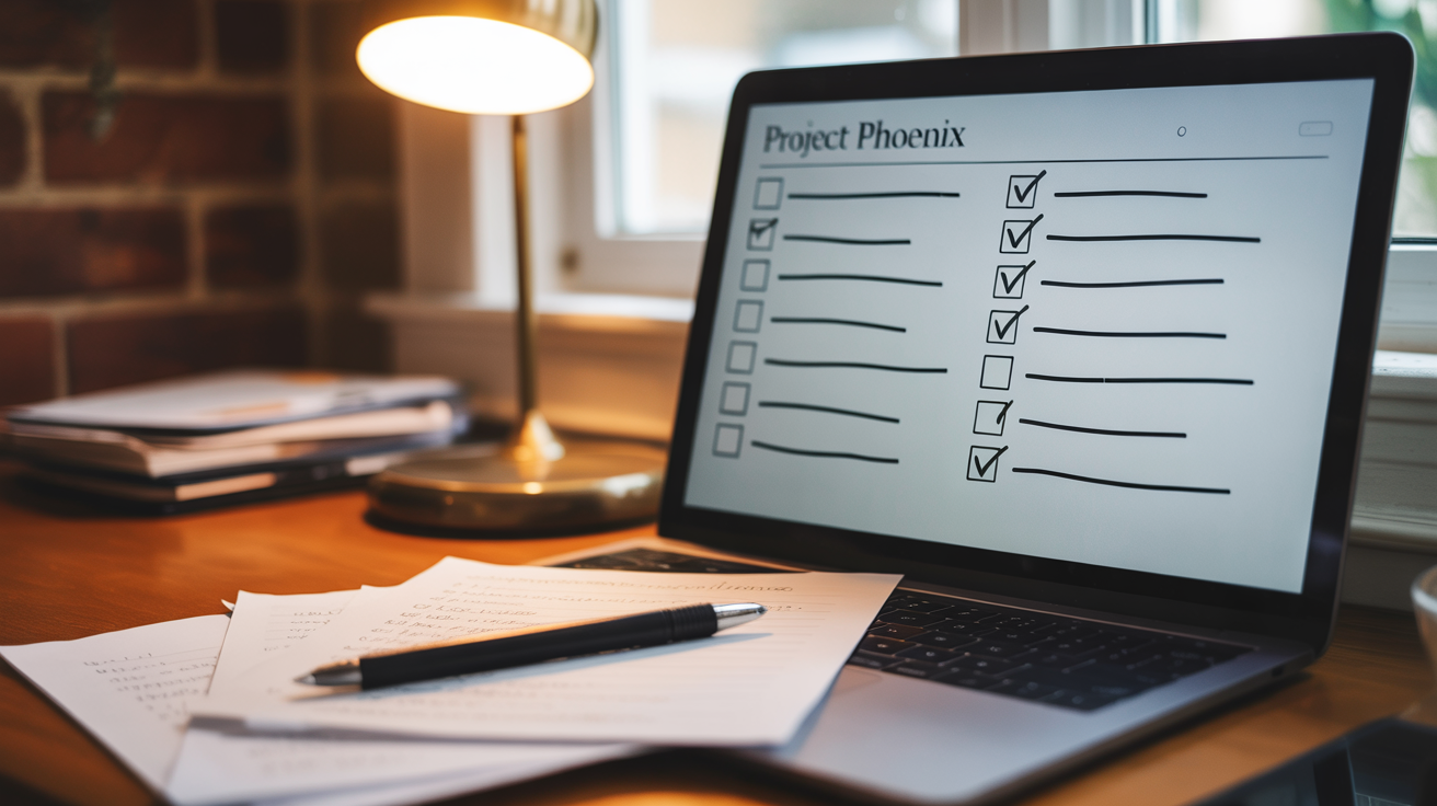 Laptop screen displaying a checklist document with checkboxes — how to implement GEO checklist
