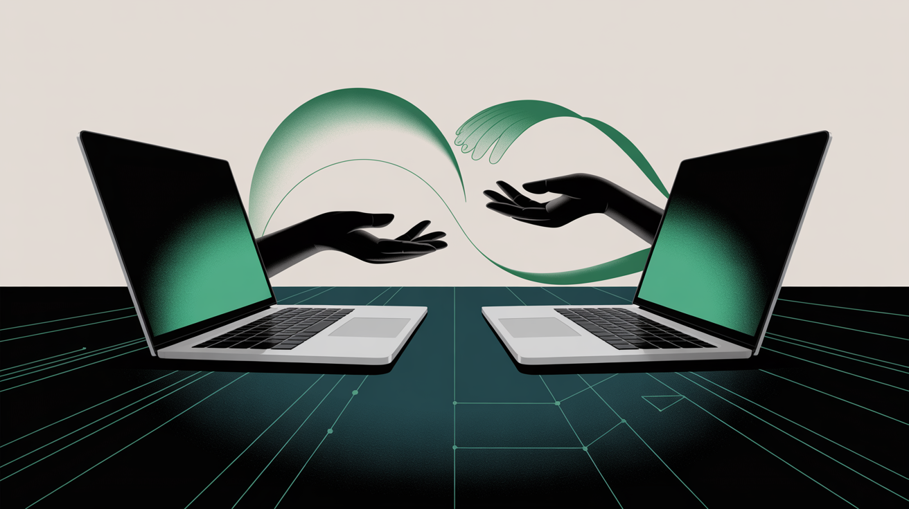 Two laptops side by side on a desk — seogrove.io vs stackmatix.com